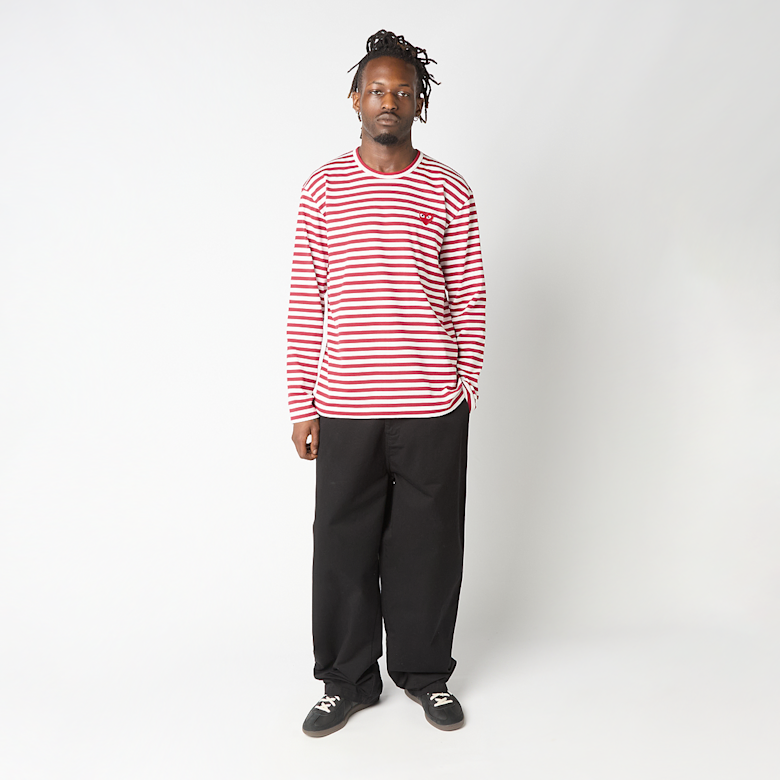 Buy Comme des Garcons Play Longsleeve Shirt Red Heart in red | AX