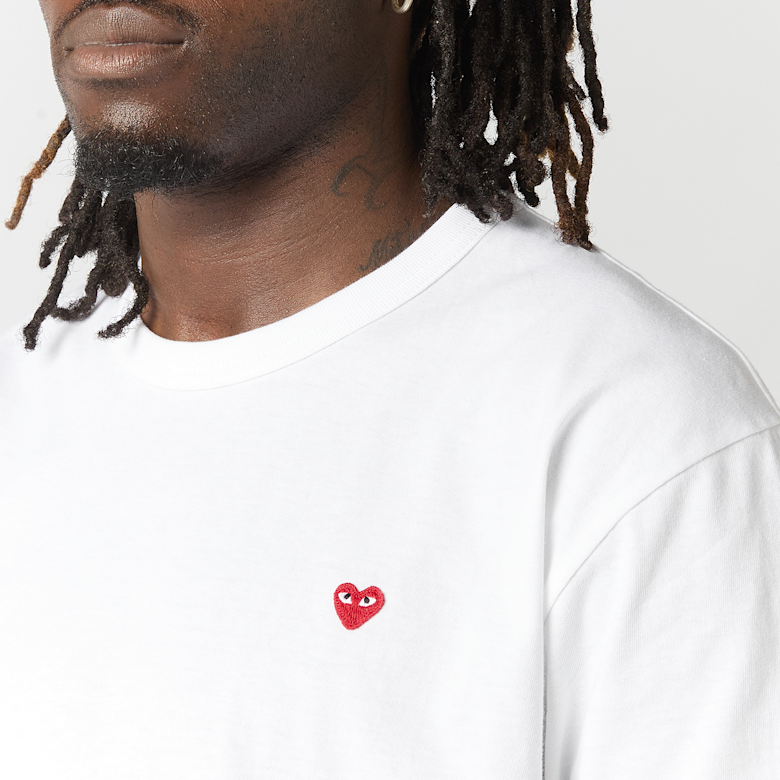 Buy Comme des Garcons Play T-Shirt Mini Red Heart Logo in white