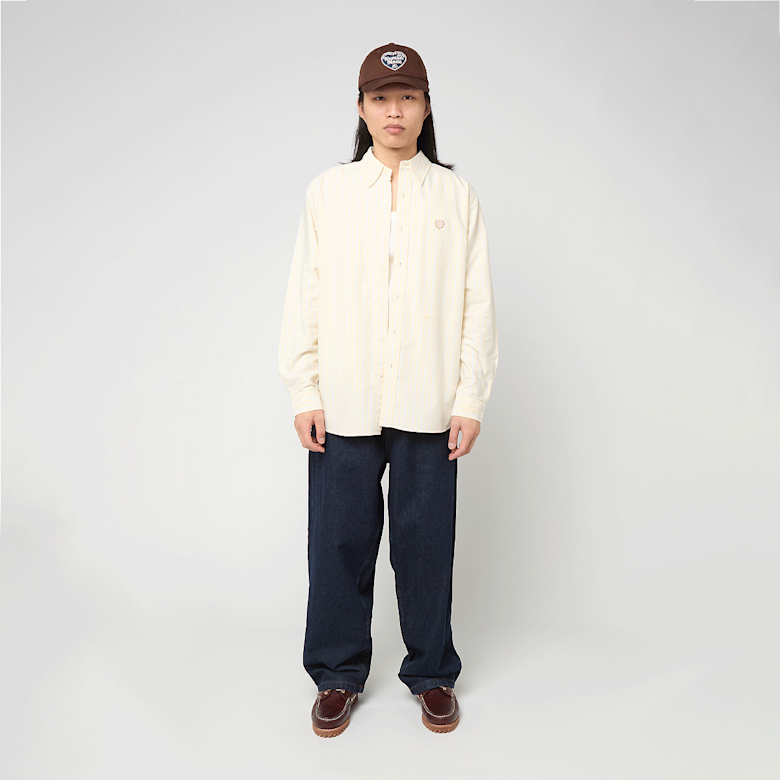 Buy HUMAN MADE Stripe OX B.D Shirt in yellow | HM31SH030YE | solebox