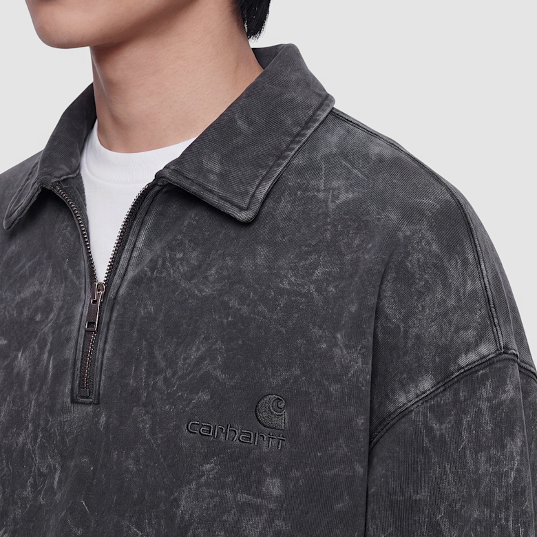 N！ Buy Carhartt WIP Lambert Polo Sweater black moon wash Lambert Polo