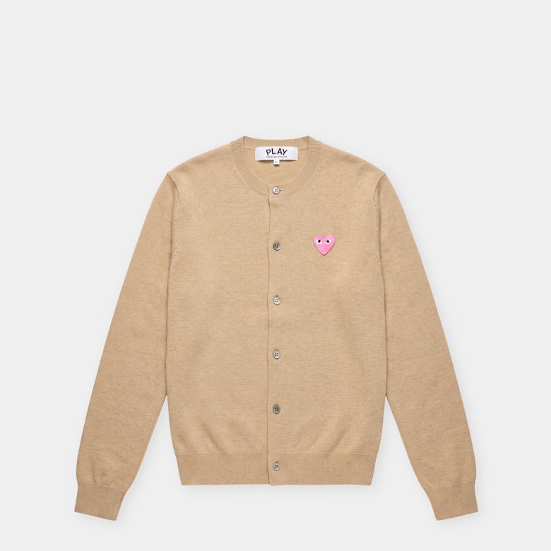 Buy Comme des Garcons Play Round Neck Cardigan Pink Emblem in