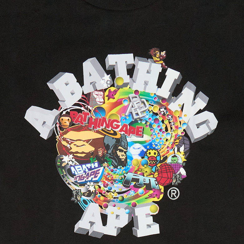 Buy A Bathing Ape Colorful 3D Graphic College Tee in black