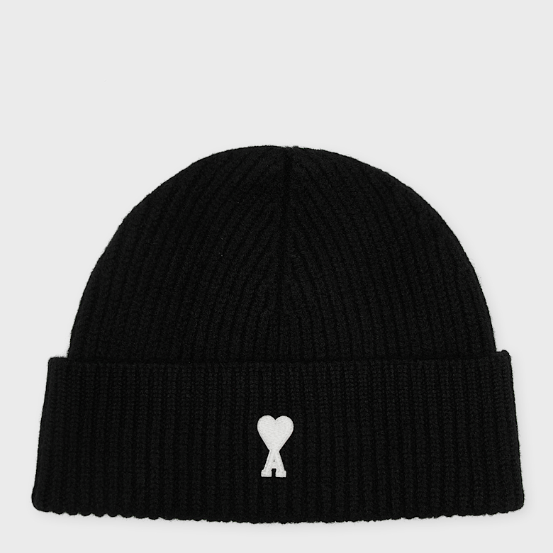 Buy AMI PARIS Beanie With Contrasted Ami De Coeur in black | | solebox