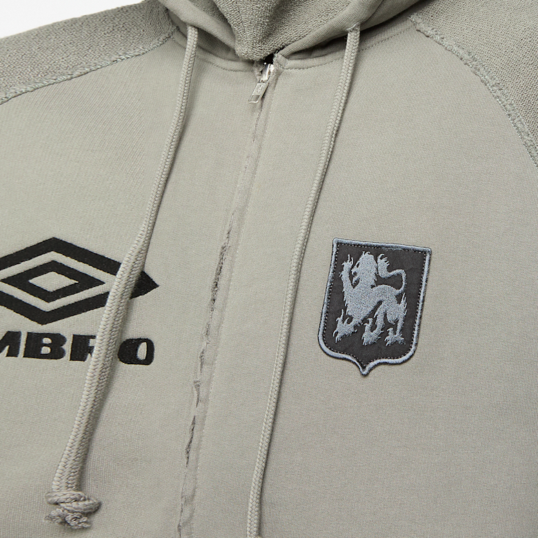 Buy Umbro by Slam Jam Royal Arms Zip Masked Hoodie in smock grey