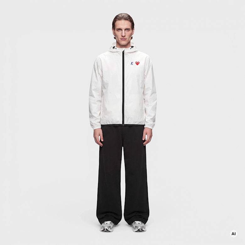 Buy Comme des Garcons Play K-Way Full Zip Jacket Red Emblem in