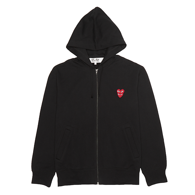 Comme des Garcons Play Play Two Heart Hooded Zip Sweatshirt noir 55903 1