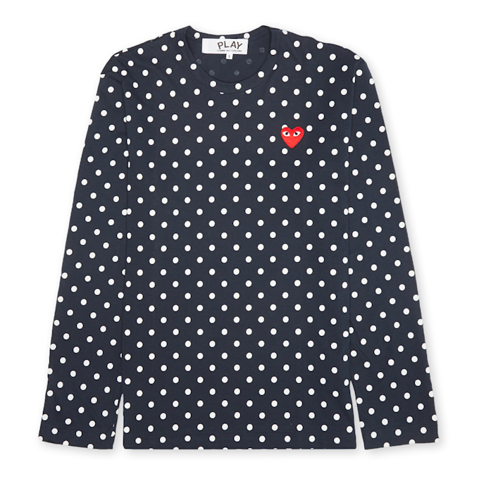 Comme des Garcons Play Play Polka Dot Red Heart T-Shirt bleu 57205 1