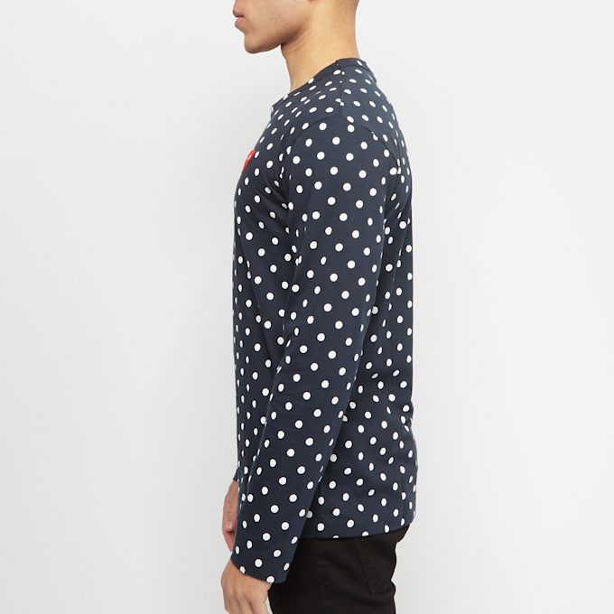 Comme des Garcons Play Play Polka Dot Red Heart T-Shirt bleu 57205 3
