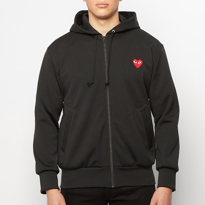 Comme des Garcons Play Play Red Heart Hooded Zip Sweatshirt noir 58445 2