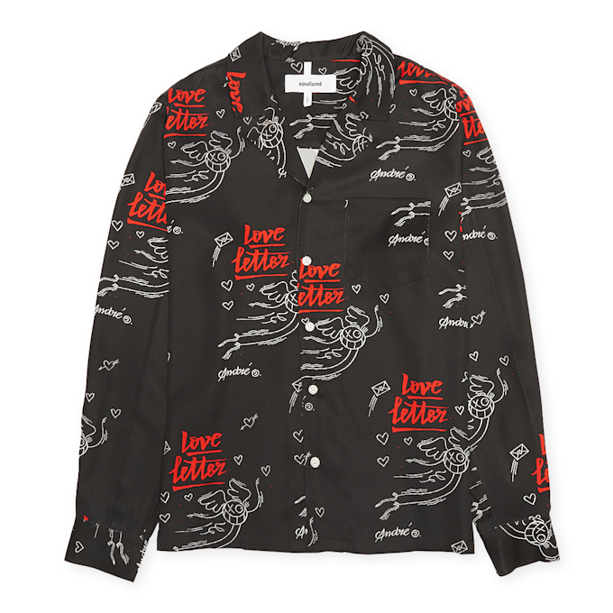 Soulland&nbsp; André Love Letter Joe Shirt noir 61031 1
