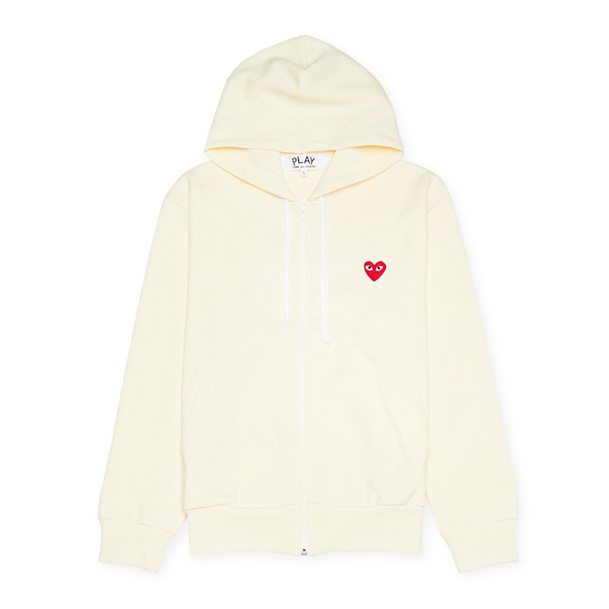 Comme des Garcons Play Play Red Heart Zip Hooded Sweatshirt beige 75574 1