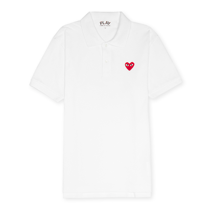 Comme des Garcons Play Play Polo Shirt Red Heart white 77073 1