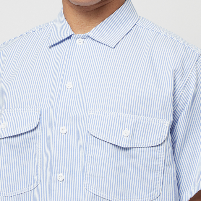 Beams Plus&nbsp; Work Short Sleeve Stripe COOLMAX® bleu 82851 5