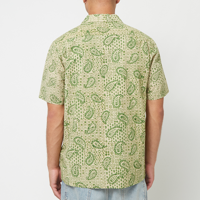 Beams Plus Open Collar Block Print Paisley grün 82856 4