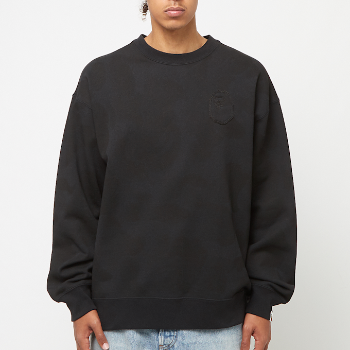 A Bathing Ape Ink Camo Ape Head Badge Crewneck black 83795 2