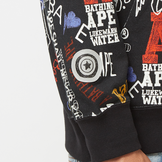 A Bathing Ape Hand Draw Pattern Shark Zip Hoodie M schwarz 83805 6