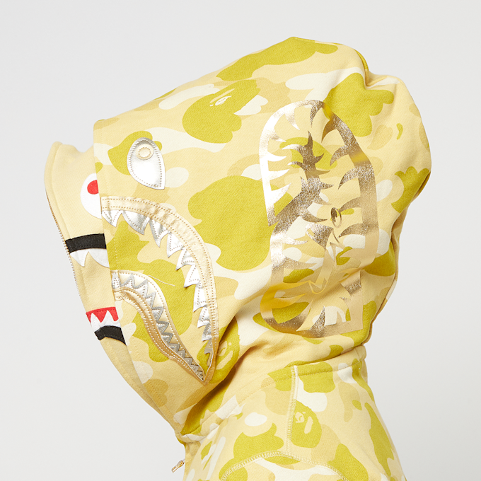 A Bathing Ape&nbsp; Color Camo Double Shark Full Zip Hoodie jaune 90255 5