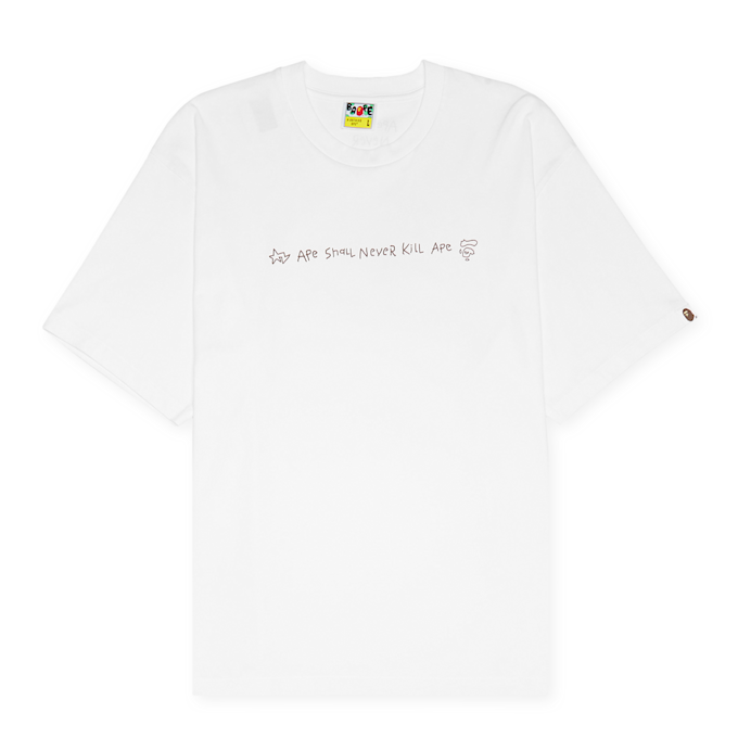 A Bathing Ape Hand Drawn Logo Relaxed Fit Tee blanc 85286 1