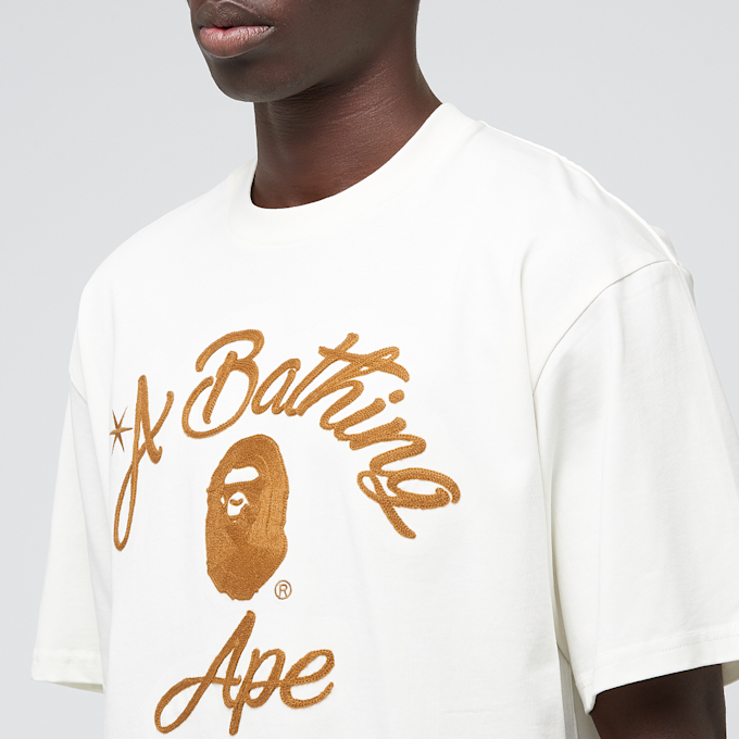 A Bathing Ape Chain Stitch College Relaxed Fit Tee beige 90443 5
