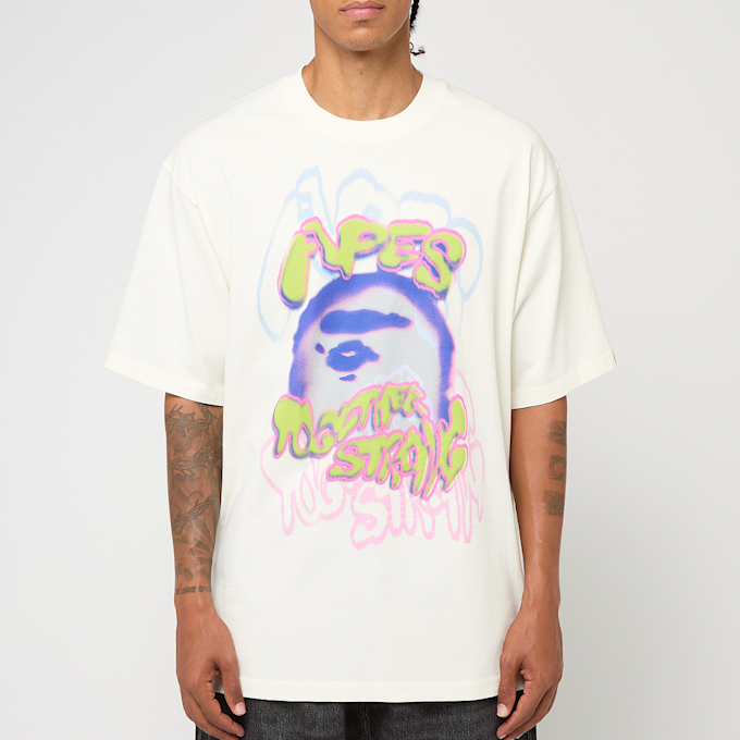A Bathing Ape Heavy Washed Logo Relaxed Fit Tee ivory yellow 86324 2