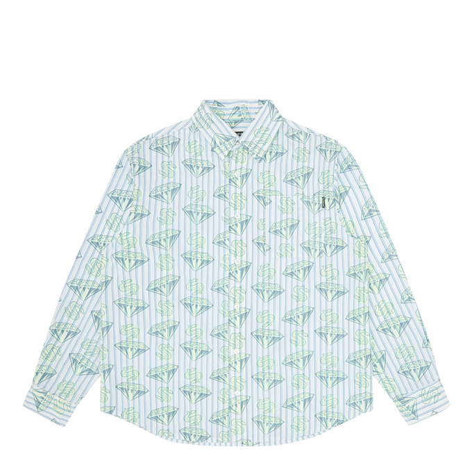 Billionaire Boys Club Glow In The Dark Diamonds & Dollars Striped Shirt bleu 87754 1