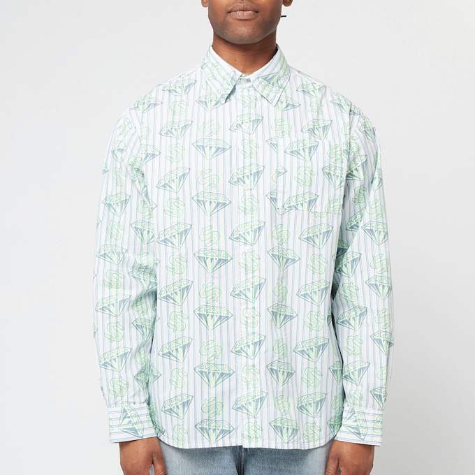 Billionaire Boys Club Glow In The Dark Diamonds & Dollars Striped Shirt bleu 87754 2