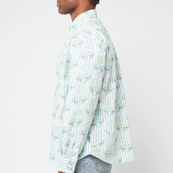 Billionaire Boys Club Glow In The Dark Diamonds & Dollars Striped Shirt bleu 87754 3