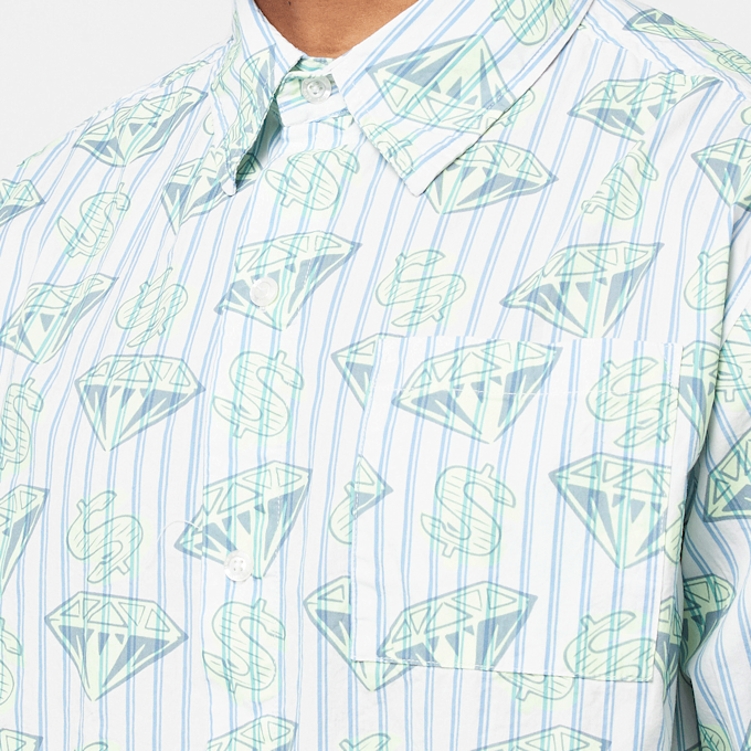Billionaire Boys Club Glow In The Dark Diamonds & Dollars Striped Shirt bleu 87754 5