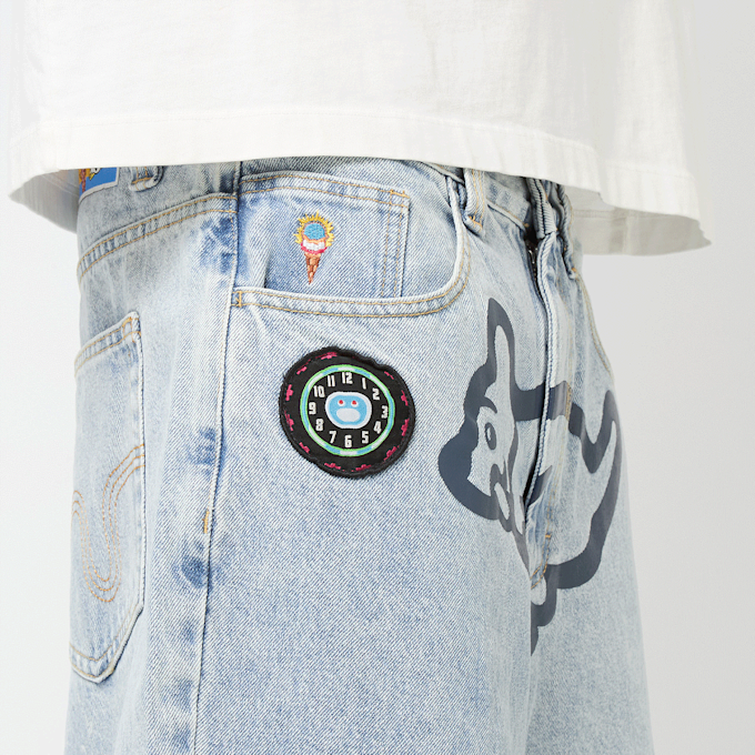 ICECREAM&nbsp; Running Puppy Patch Triple Scoop Denim Pant bleu 90167 6
