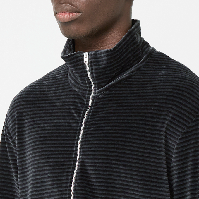 Our Legacy Shrunken Fullzip Polo Velour grijs 86654 5