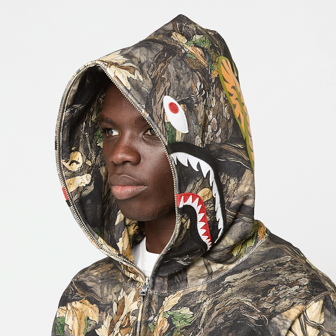 A Bathing Ape Tree Edge Camo Shark Relaxed Fit Full Zip Hoodie M camouflage 86004 8