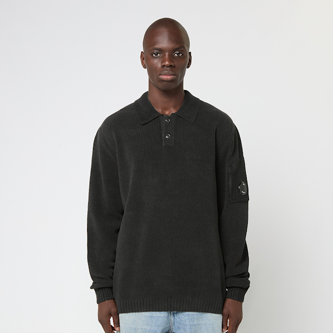 C. P. Company Knitwear Polo Collar In Chenille Cotton schwarz 87561 2