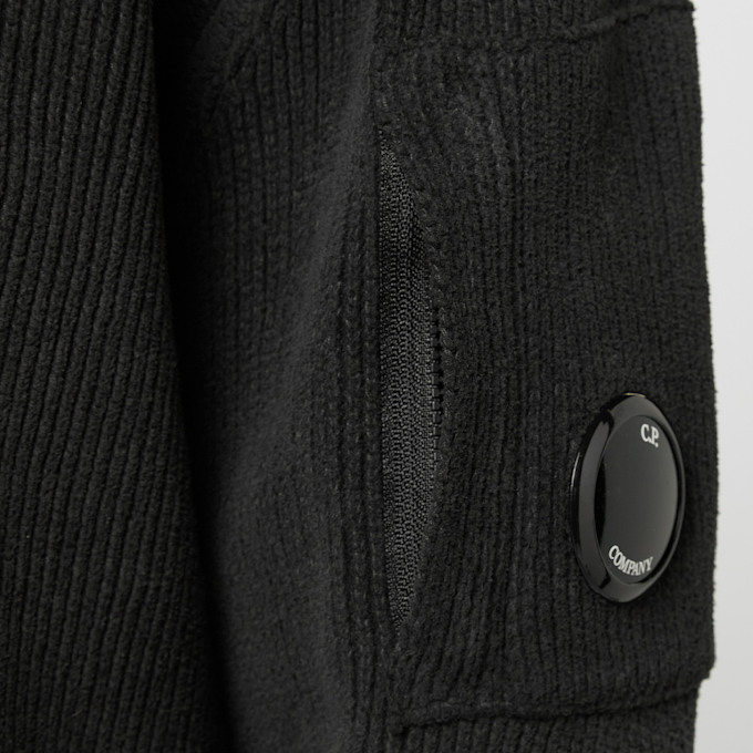 C. P. Company Knitwear Polo Collar In Chenille Cotton schwarz 87561 6