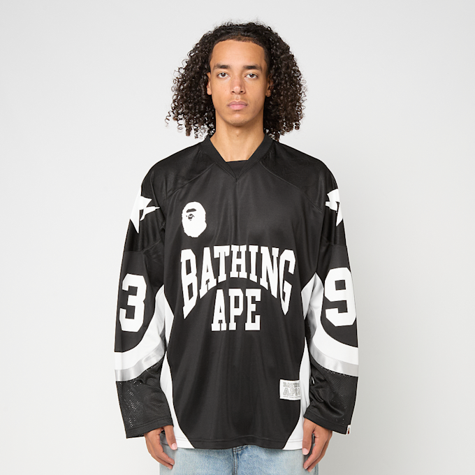 A Bathing Ape Line Camo Jacquard Logo Relaxed Fit Ice Hockey Jersey noir 92425 2
