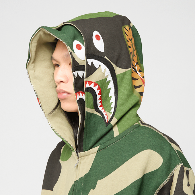 A Bathing Ape Mega ABC Camo Double Shark Relaxed Fit Full Zip Hoodie groen 92451 3