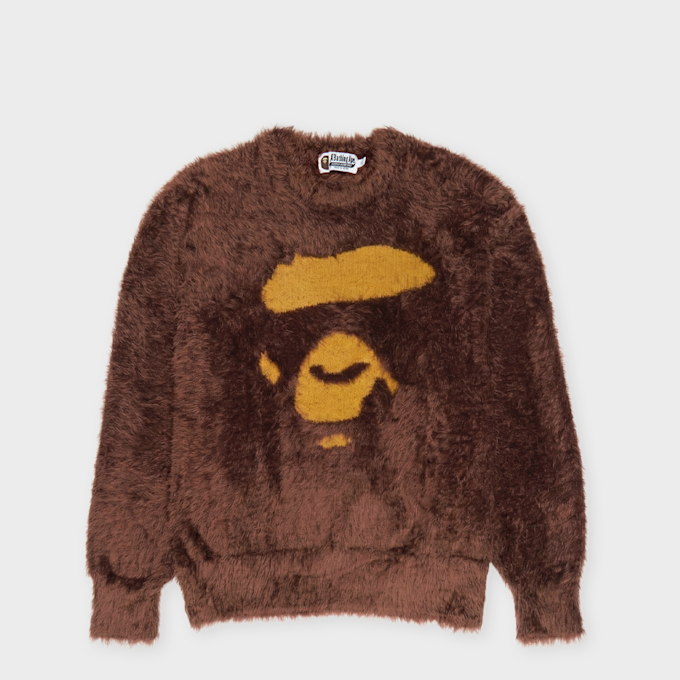 A Bathing Ape Ape Face Shaggy Sweater M bruin 92470 1