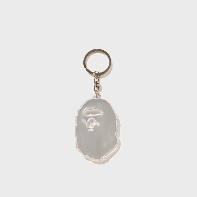 A Bathing Ape Ape Head Reflective Keychain white 102810 1