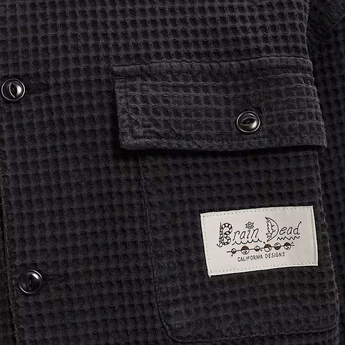 Brain Dead Waffle Button Front Shirt black 104435 3