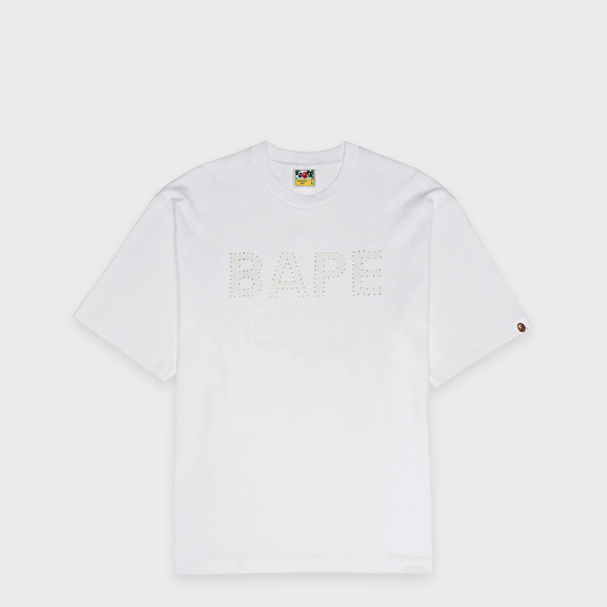 A Bathing Ape Bape Rhinestone Logo Relaxed Fit Tee white 104956 1