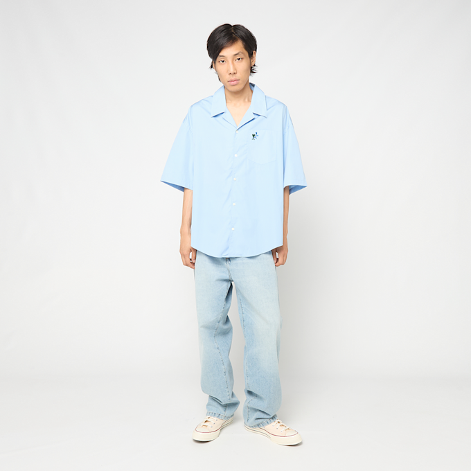AMI PARIS Short Sleeve Boxy Shirt Shark Collar blue 106038 2