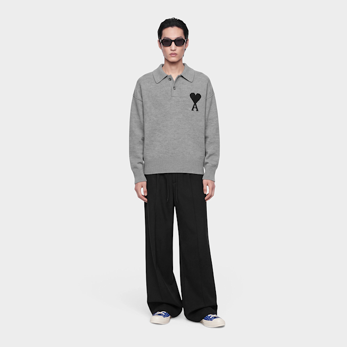 AMI PARIS Polo Sweater Contrasted ADC Grau 106047 2
