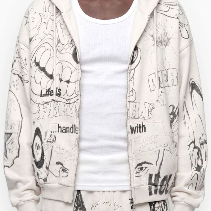 HELLSTAR Grafitti Zip Up beige 106151 4