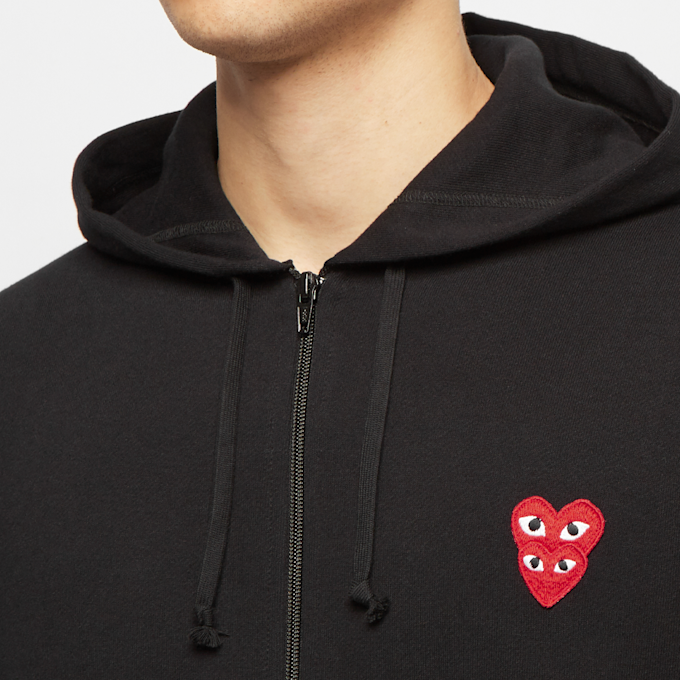 Comme des Garcons Play Play Two Heart Hooded Zip Sweatshirt zwart 55903 5