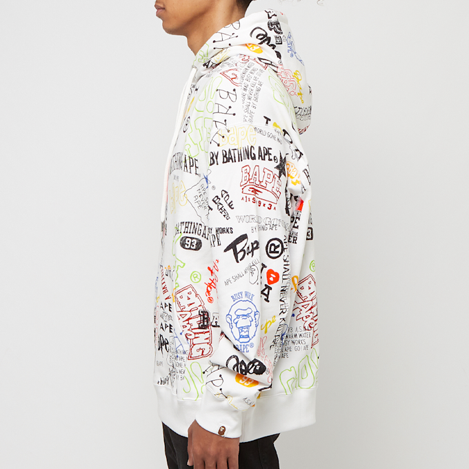A Bathing Ape Hand Draw Pattern Shark Pullover Hoodie multicolor 83784 3