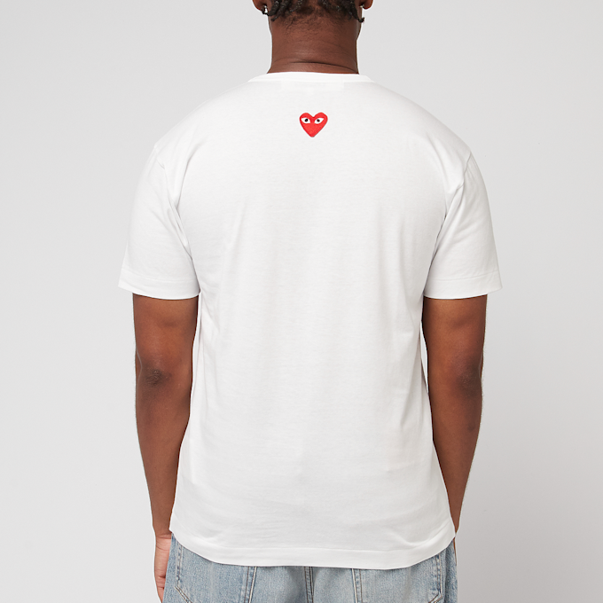 Comme des Garcons Play Small Red Heart Neck T-Shirt White Weiss 89156 4