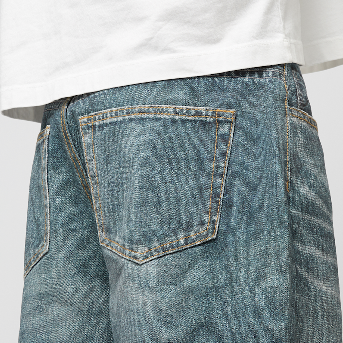 A Bathing Ape Fake Print Sta Loose Fit Denim Pants blauw 89836 6