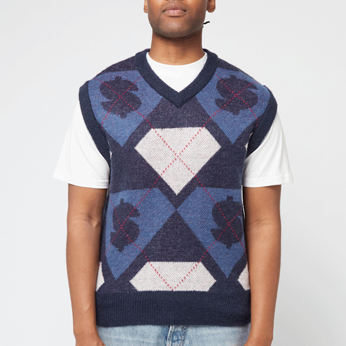 Billionaire Boys Club Diamonds & Dollars Argyle Knitted Vest bleu 90175 2