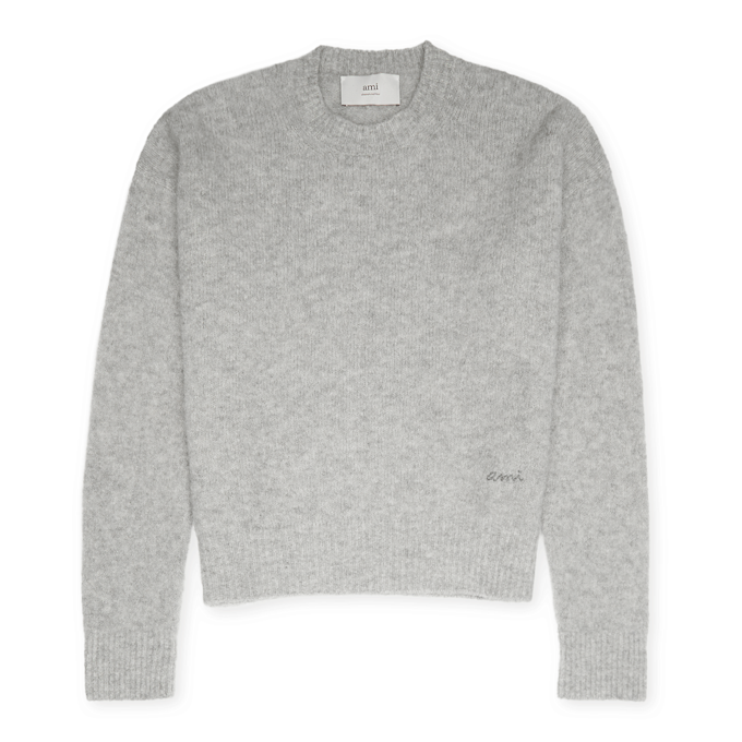 AMI PARIS Wool Knit Alpaca Crewneck Pullover grau 87990 1
