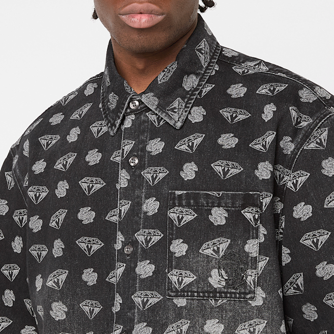 Billionaire Boys Club&nbsp; Diamonds & Dollars Oversized SS Denim Shirt noir 85995 5