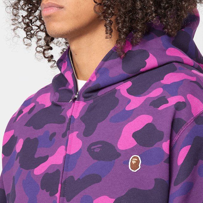 A Bathing Ape&nbsp; One Point Color Camo Cropped Full Zip Hoodie pourpre 92448 5